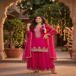 Premium Tora Silk Embroidered Salwar Suit Set with Dupatta